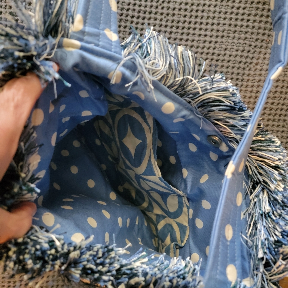 Blue & Cream Geometric Shoulder Bag - Picture 3 of 4